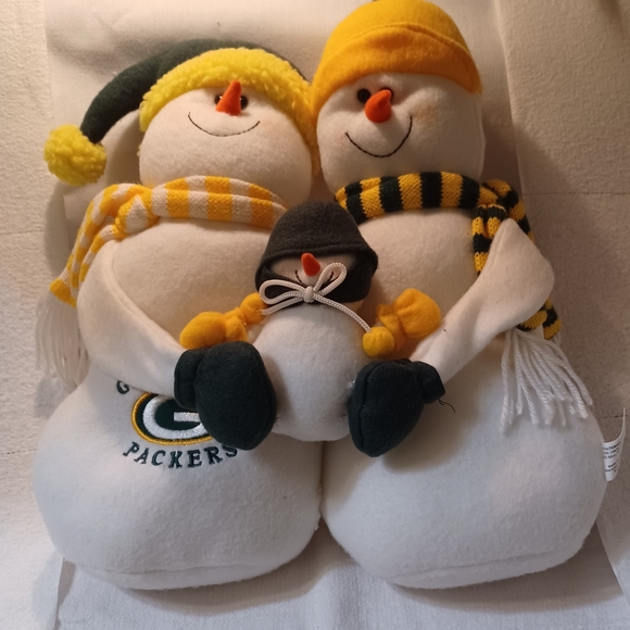 GREEN BAY PACKERS PLUSH SNOWMEN FAMILY OF 3 FANS - Picture 3 of 8